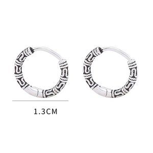 Sterling Hoop Earrings Pattern Earring For Women / Men . S925 Sterling Silver pl